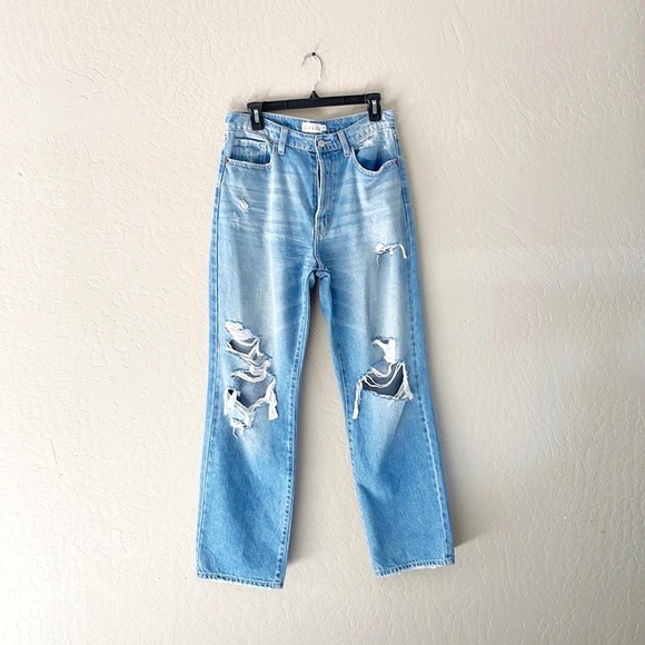 Cello Distressed Button Fly Straight‎ Jeans - Picture 1 of 9